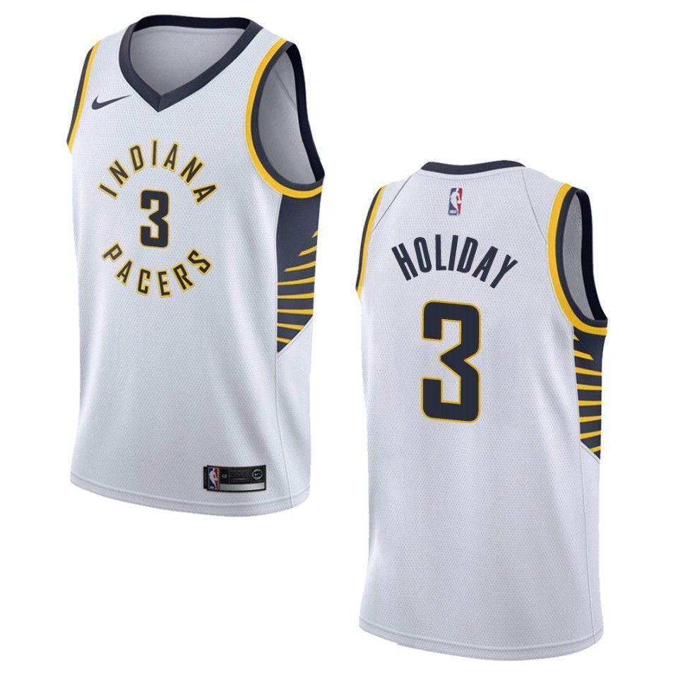 Men Indiana Pacers 3 Aaron Holiday Association Swingman Basketball Jersey - White - JS203 