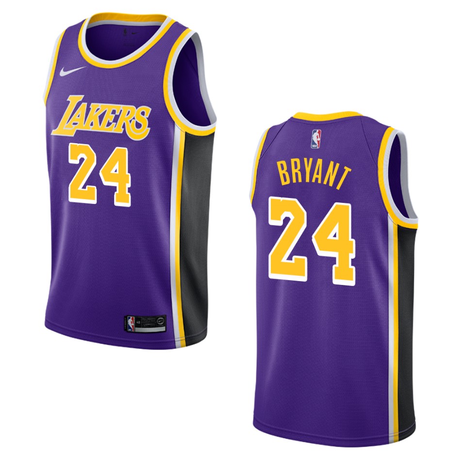 Men Los Angeles Lakers #24 Kobe Bryant Statement Swingman Basketball Jersey - Purple