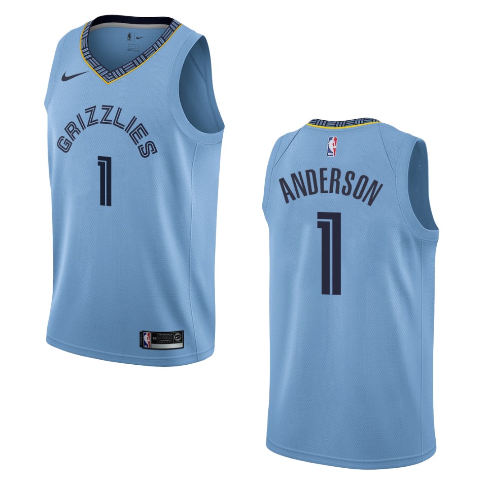 Men Memphis Grizzlies #1 Kyle Anderson Statement Swingman Basketball Jersey - Blue