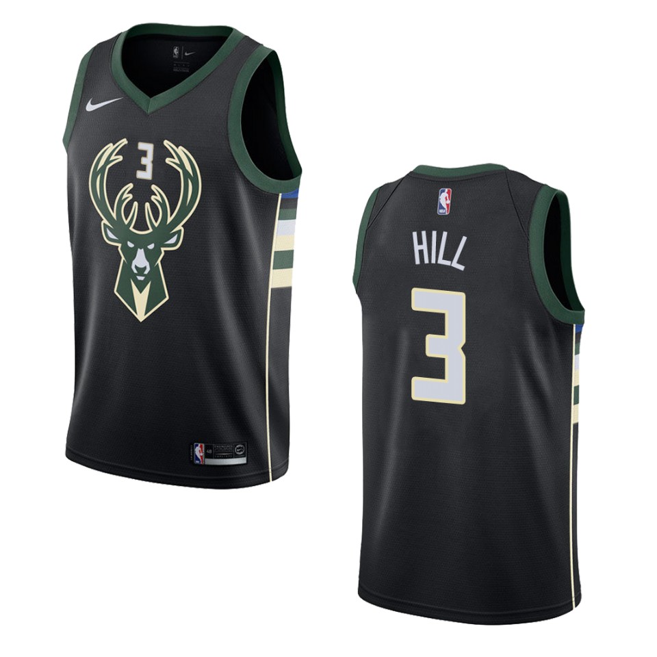 Men Milwaukee Bucks #3 George Hill Statement Swingman Basketball Jersey - Black