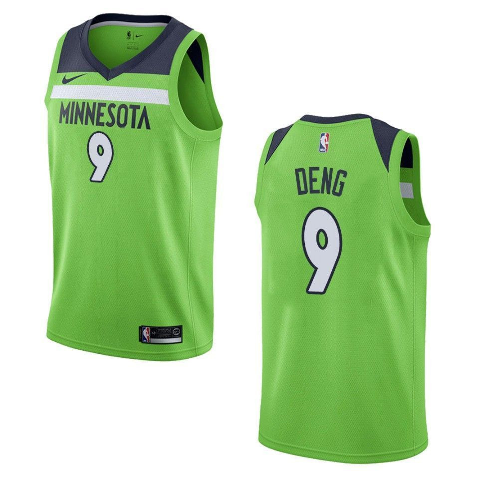 Men Minnesota Timberwolves 9 Luol Deng Statement Swingman Basketball Jersey - Green - JS666 