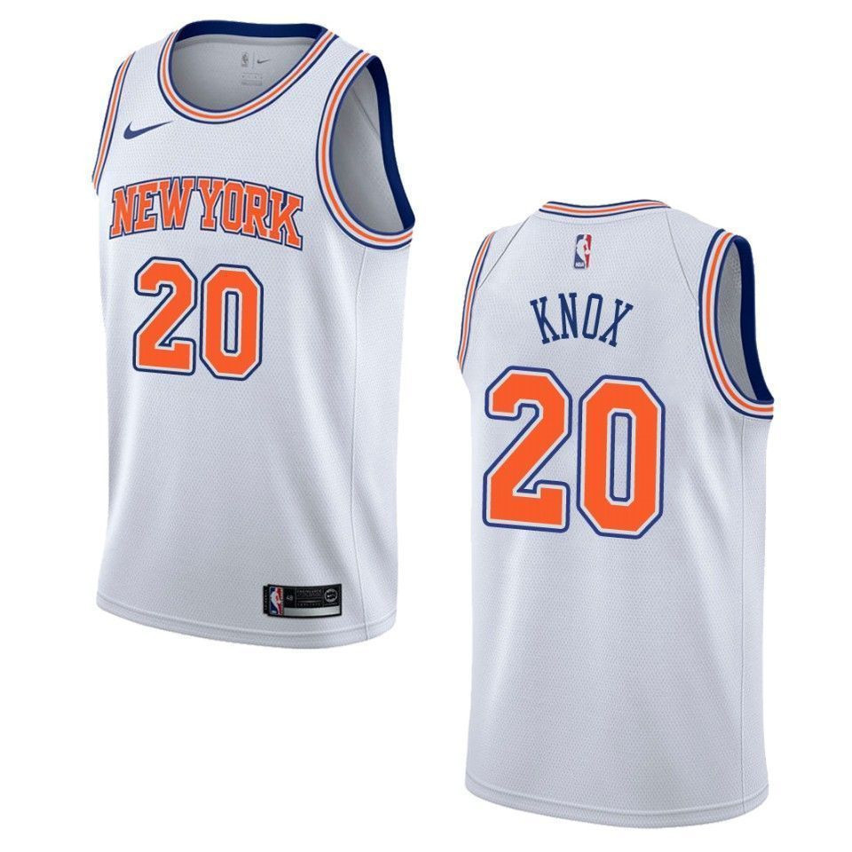Men New York Knicks 20 Kevin Knox Statement Swingman Basketball Jersey - White - JS126 