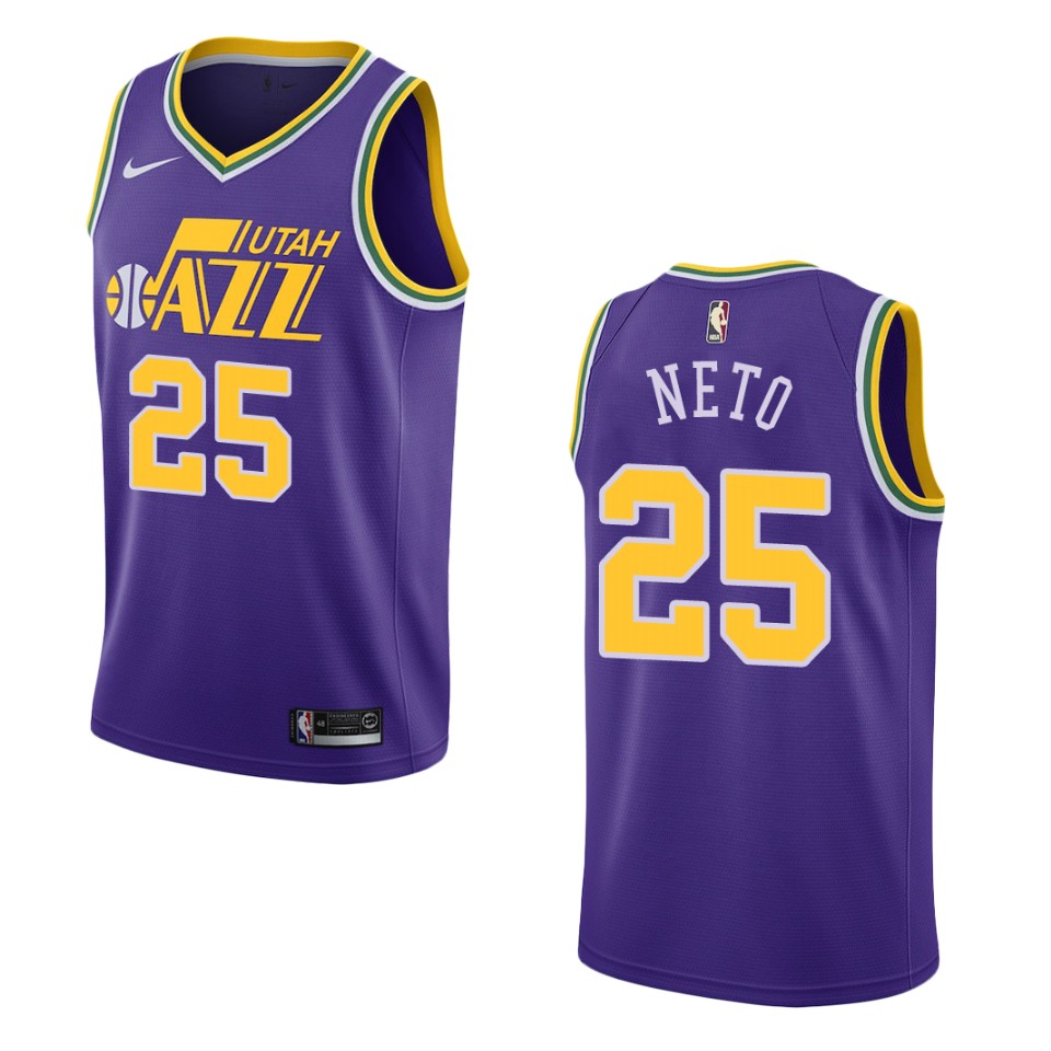 Men Utah Jazz #25 Raul Neto Hardwood Classics Swingman Basketball Jersey - Purple