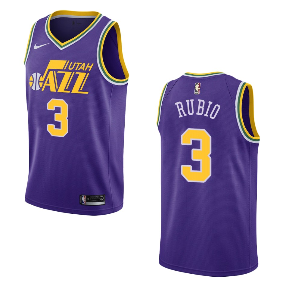 Men Utah Jazz #3 Ricky Rubio Hardwood Classics Swingman Basketball Jersey - Purple