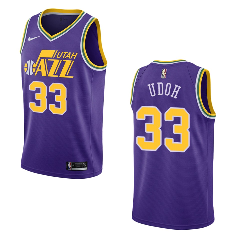 Men Utah Jazz #33 Ekpe Udoh Hardwood Classics Swingman Basketball Jersey - Purple