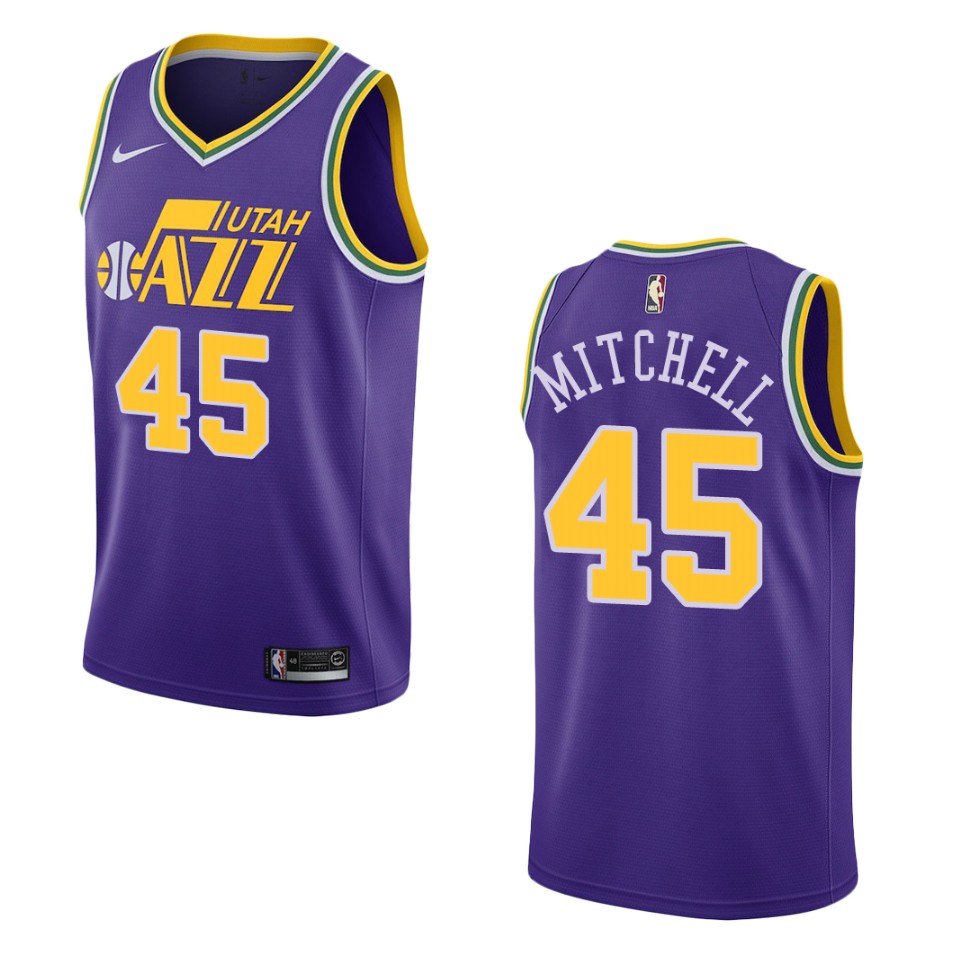 Men Utah Jazz #45 Donovan Mitchell Hardwood Classics Swingman Basketball Jersey - Purple