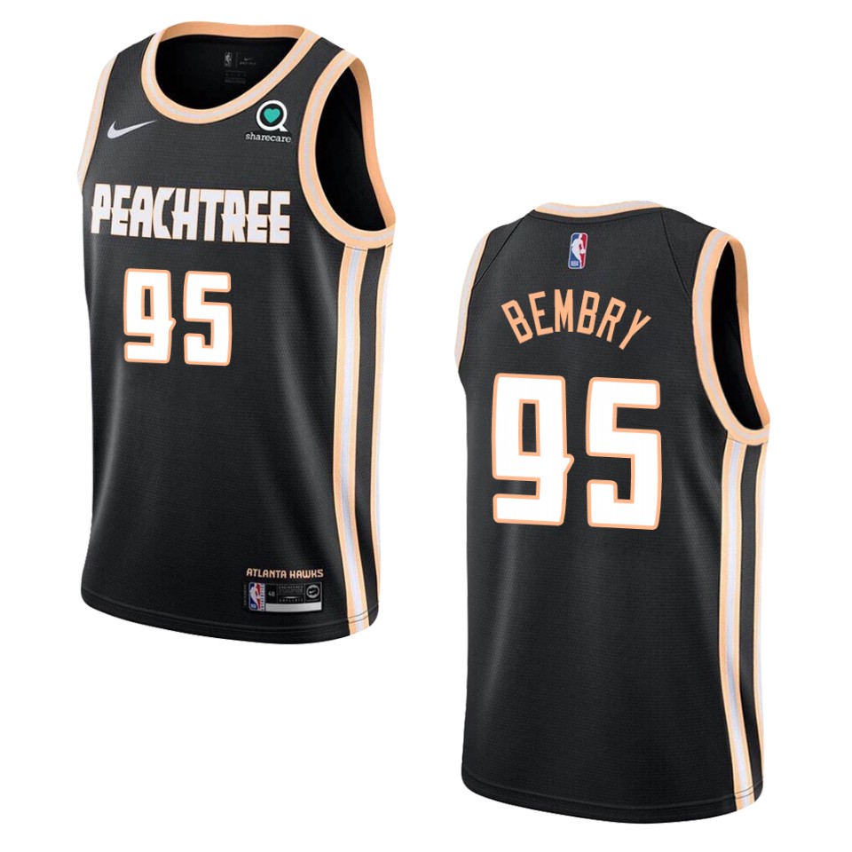 Men's 2019-20 Atlanta Hawks #95 Deandre' Bembry City Swingman Basketball Jersey - Black