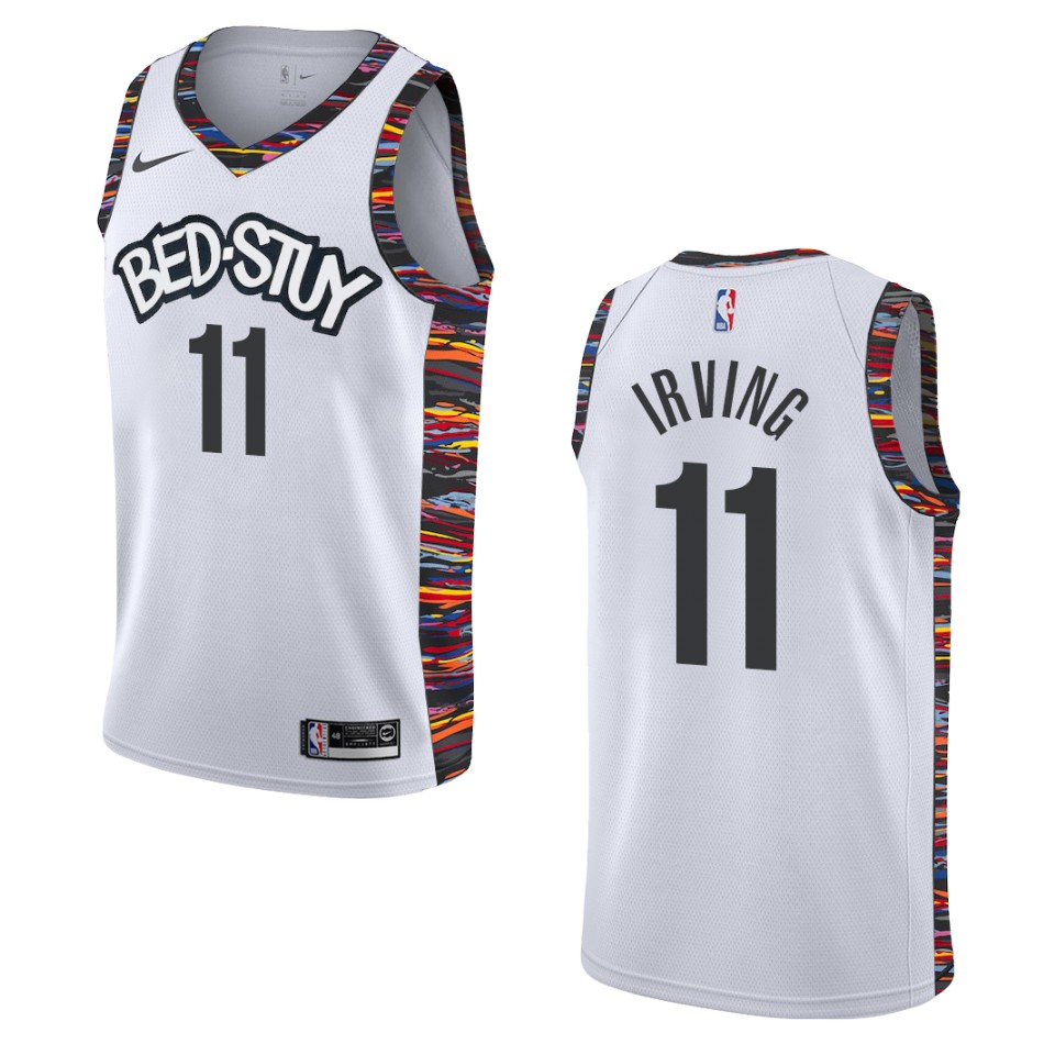 Men's 2019-20 Brooklyn Nets #11 Kyrie Irving City Swingman Basketball Jersey - White