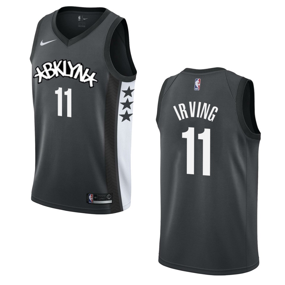Men's 2019-20 Brooklyn Nets #11 Kyrie Irving Statement Swingman Basketball Jersey - Black