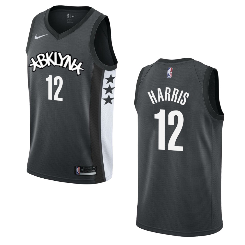 Men's 2019-20 Brooklyn Nets #12 Joe Harris Statement Swingman Basketball Jersey - Black