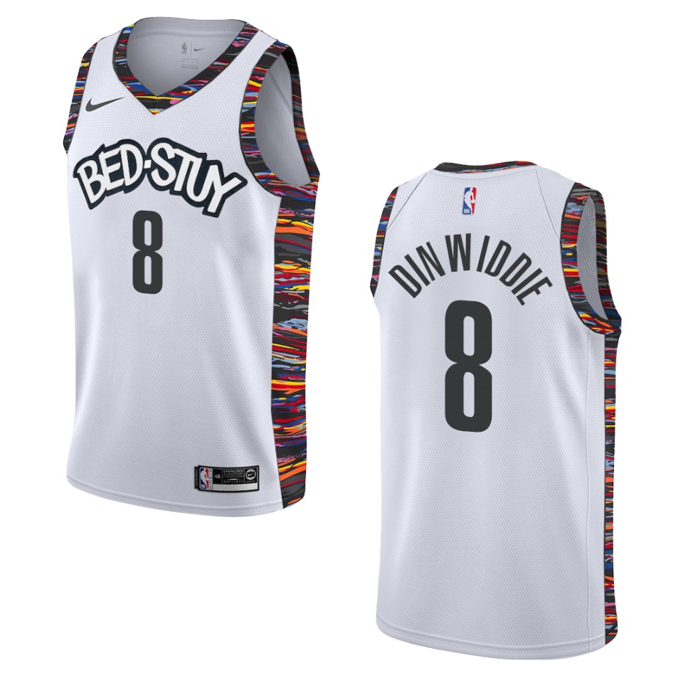 Men's 2019-20 Brooklyn Nets #8 Spencer Dinwiddie City Swingman Jersey - White