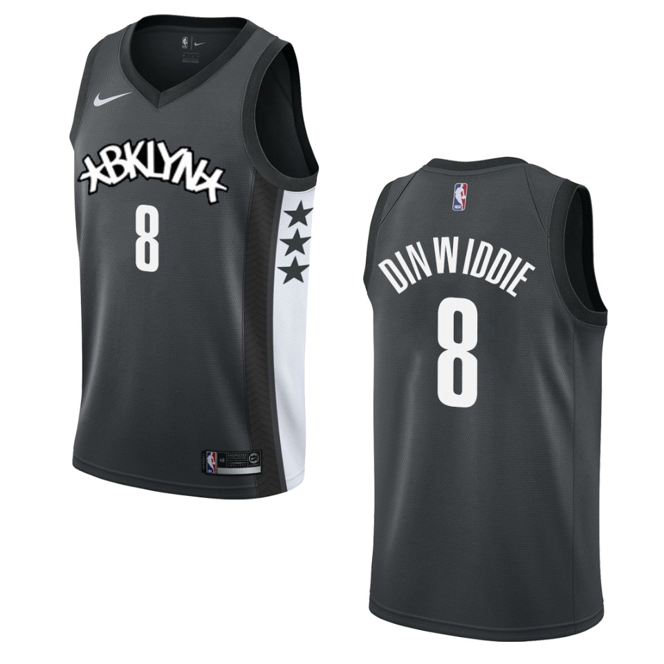 Men's 2019-20 Brooklyn Nets #8 Spencer Dinwiddie Statement Swingman Jersey - Black