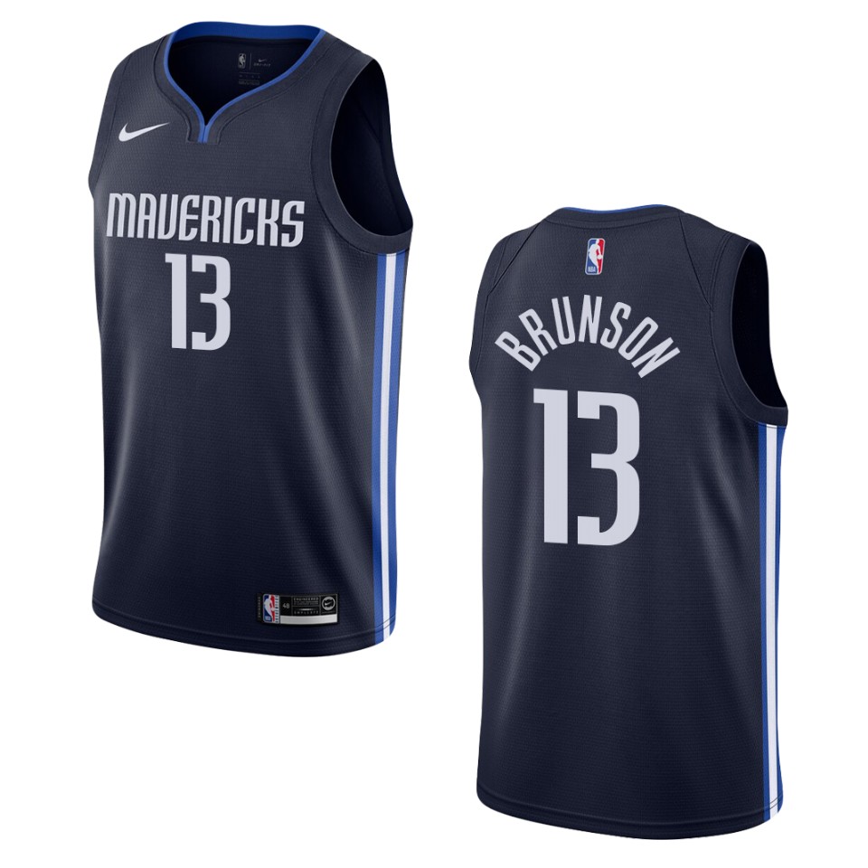 Men's 2019-20 Dallas Mavericks #13 Jalen Brunson Statement Swingman Basketball Jersey - Navy
