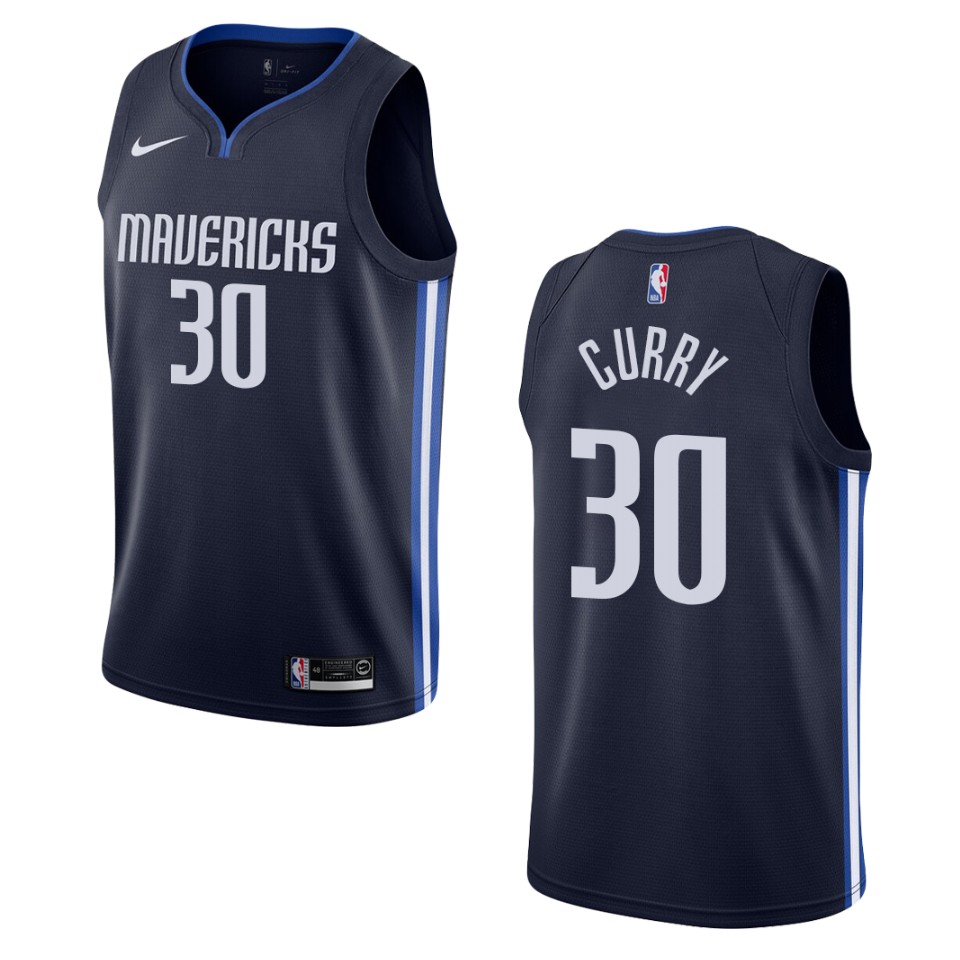 Men's 2019-20 Dallas Mavericks #30 Seth Curry Statement Swingman Basketball Jersey - Navy