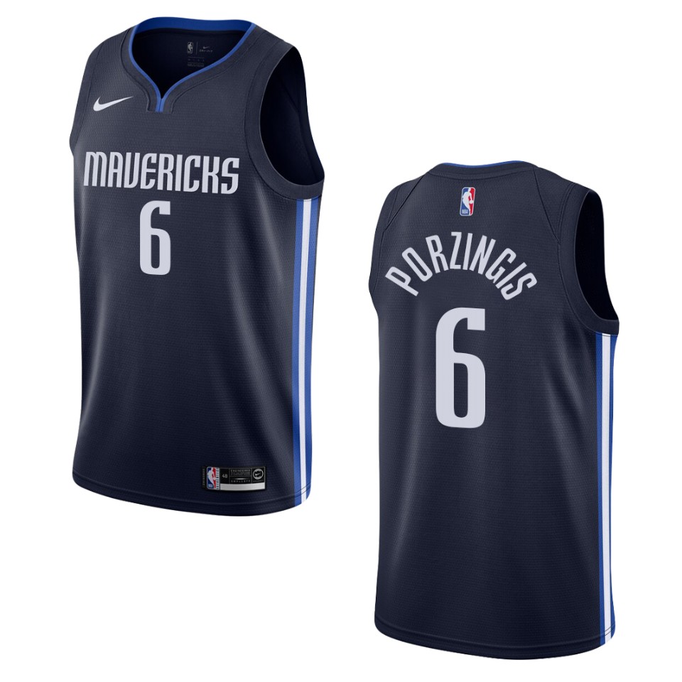 Men's 2019-20 Dallas Mavericks #6 Kristaps Porzingis Statement Swingman Basketball Jersey - Navy