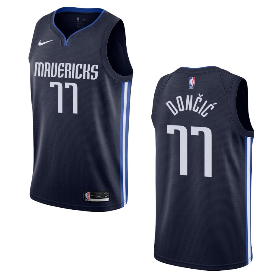 Men's 2019-20 Dallas Mavericks #77 Luka Doncic Statement Swingman Basketball Jersey - Navy