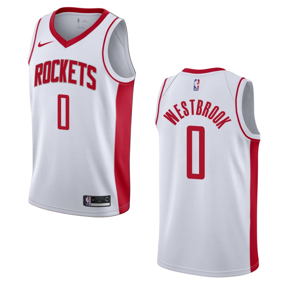 Men's 2019-20 Houston Rockets #0 Russell Westbrook Association Swingman Basketball Jersey - White