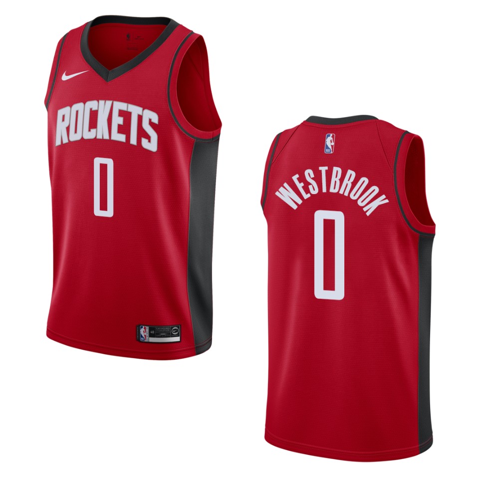 Men's 2019-20 Houston Rockets #0 Russell Westbrook Icon Swingman Basketball Jersey - Red