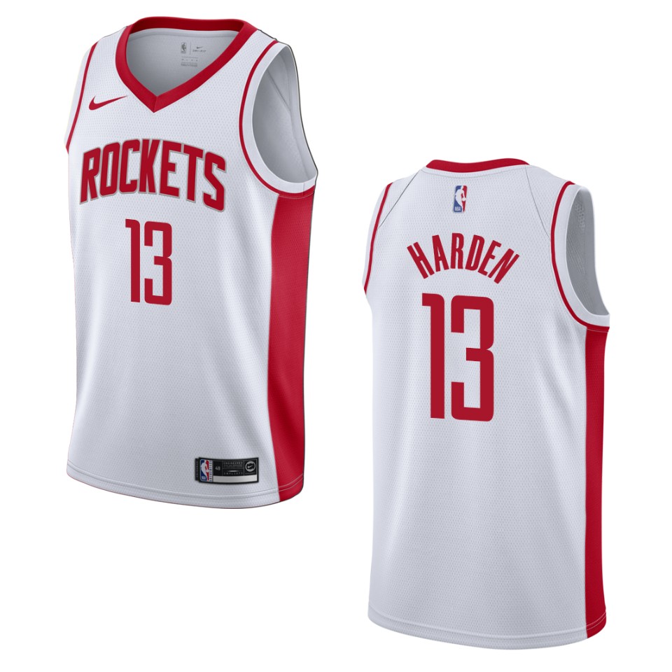 Men's 2019-20 Houston Rockets #13 James Harden Association Swingman Basketball Jersey - White
