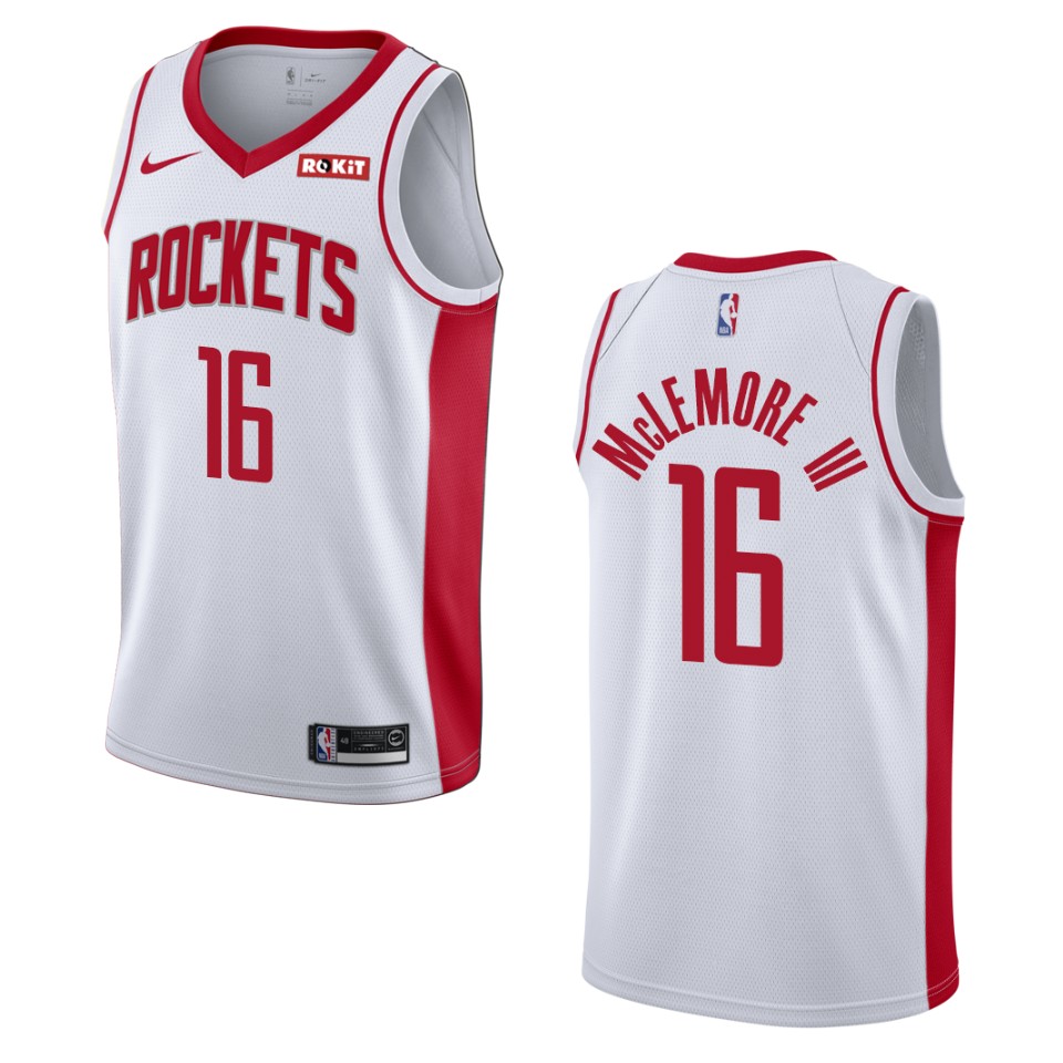 Men's 2019-20 Houston Rockets #16 Ben Mclemore Iii Association Swingman Basketball Jersey - White