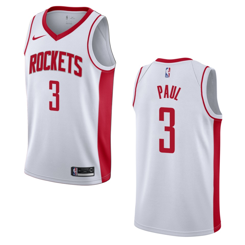 Men's 2019-20 Houston Rockets #3 Chris Paul Association Swingman Basketball Jersey - White