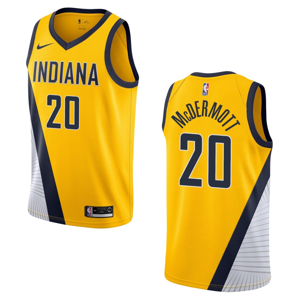 Men's 2019-20 Indiana Pacers #20 Doug Mcdermott Statement Swingman Basketball Jersey - Yellow