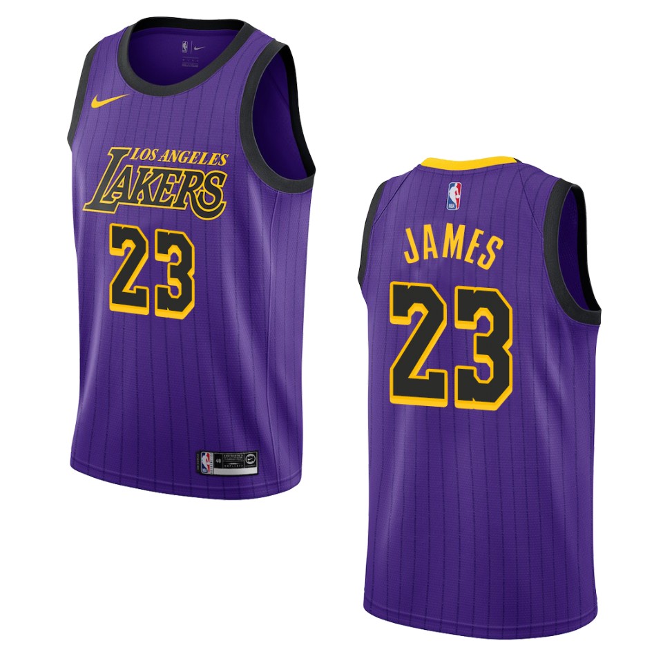 Men's 2019-20 Los Angeles Lakers #23 Lebron James City Swingman Basketball Jersey - Purple