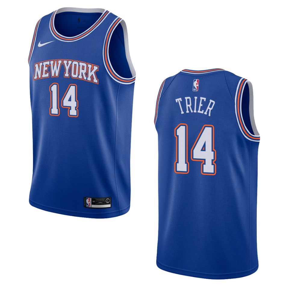 Men's 2019-20 New York Knicks #14 Allonzo Trier Statement Swingman Basketball Jersey - Navy