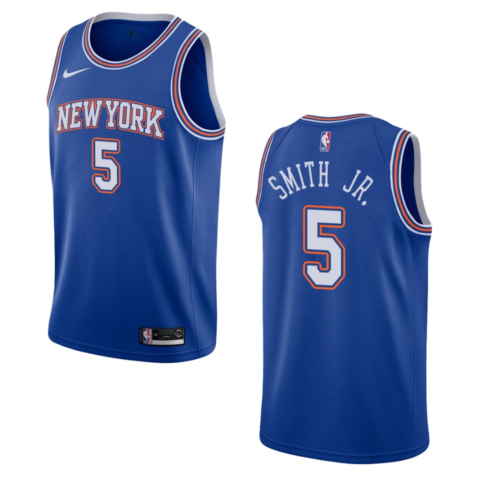 Men's 2019-20 New York Knicks #5 Dennis Smith Jr. Statement Swingman Basketball Jersey - Navy
