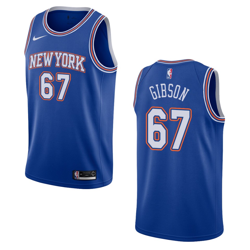 Men's 2019-20 New York Knicks #67 Taj Gibson Statement Swingman Basketball Jersey - Navy