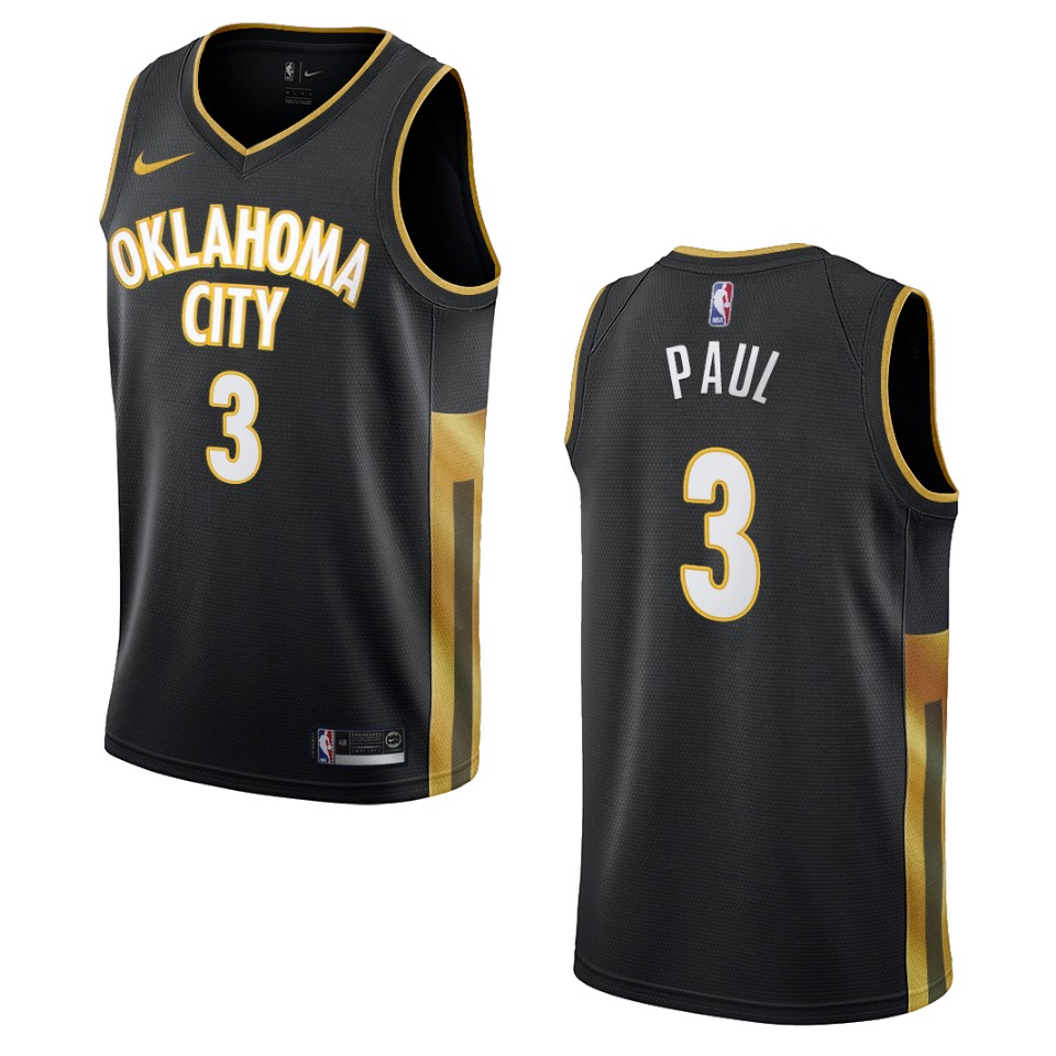 Men's 2019-20 Oklahoma City Thunder #3 Chris Paul City Swingman Basketball Jersey - Black