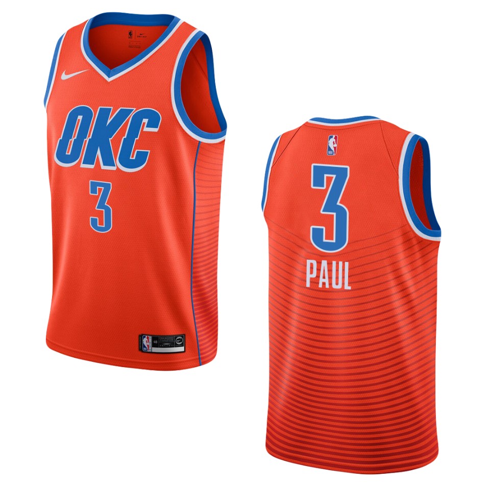 Men's 2019-20 Oklahoma City Thunder #3 Chris Paul Statement Swingman Basketball Jersey - Orange