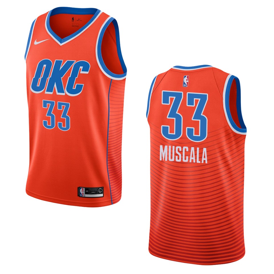 Men's 2019-20 Oklahoma City Thunder #33 Mike Muscala Statement Swingman Basketball Jersey - Orange