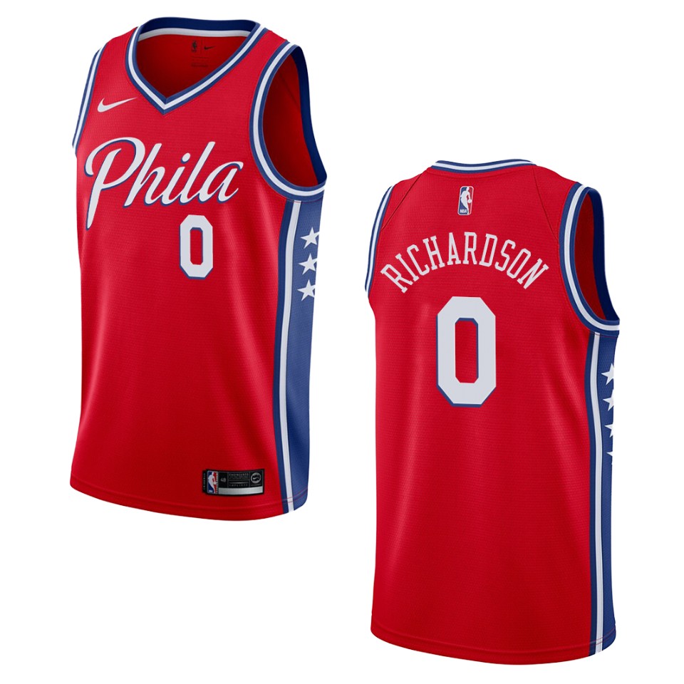 Men's 2019-20 Philadelphia 76ers #0 Josh Richardson Statement Swingman Basketball Jersey - Red