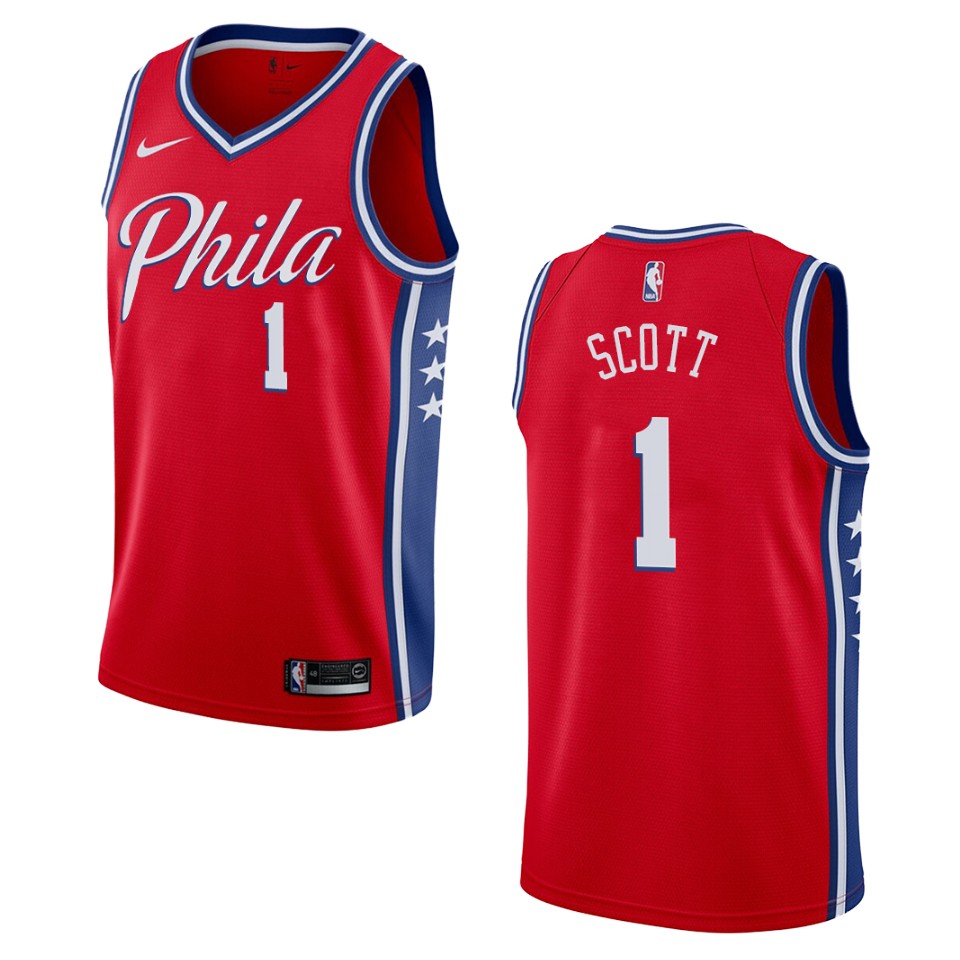 Men's 2019-20 Philadelphia 76ers #1 Mike Scott Statement Swingman Basketball Jersey - Red