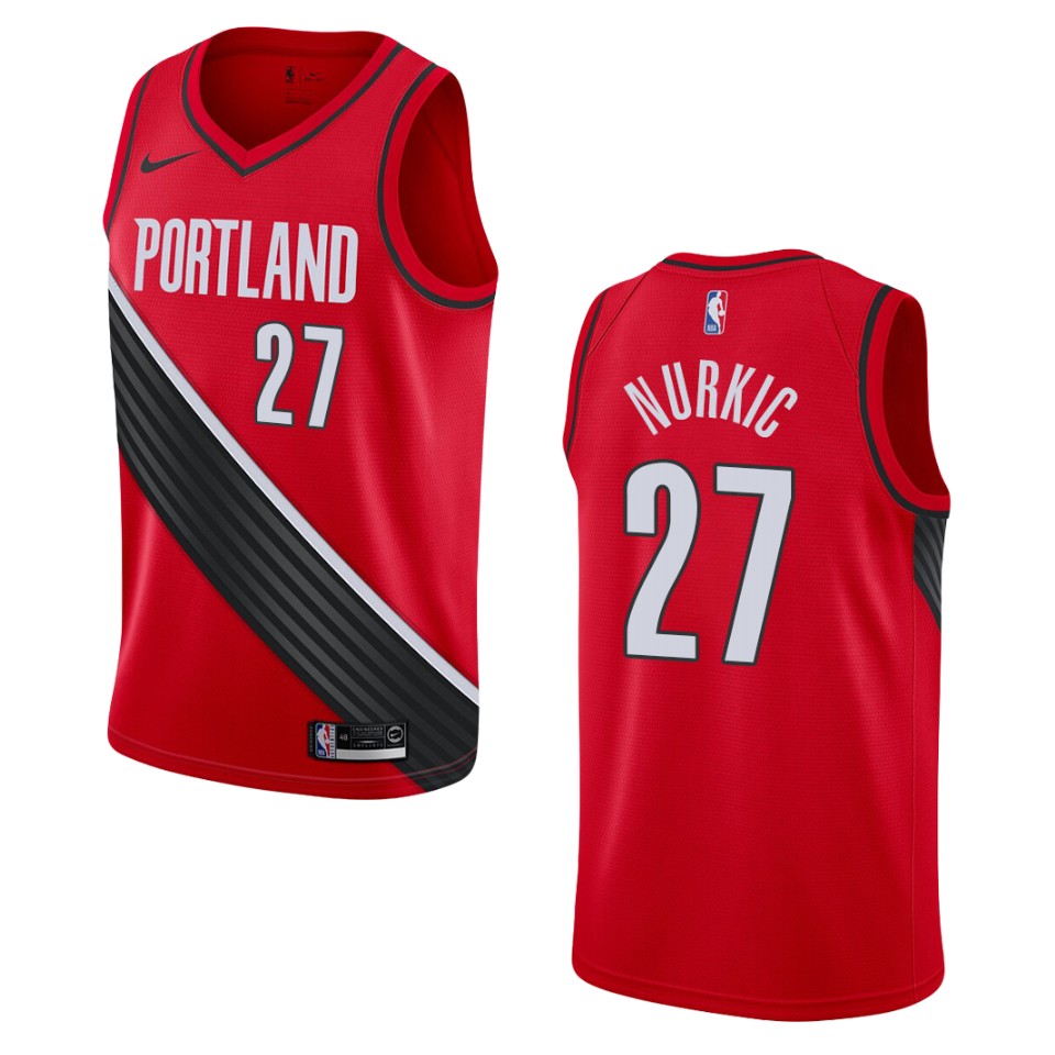 Men's 2019-20 Portland Trail Blazers #27 Jusuf Nurkic Statement Swingman Basketball Jersey - Black