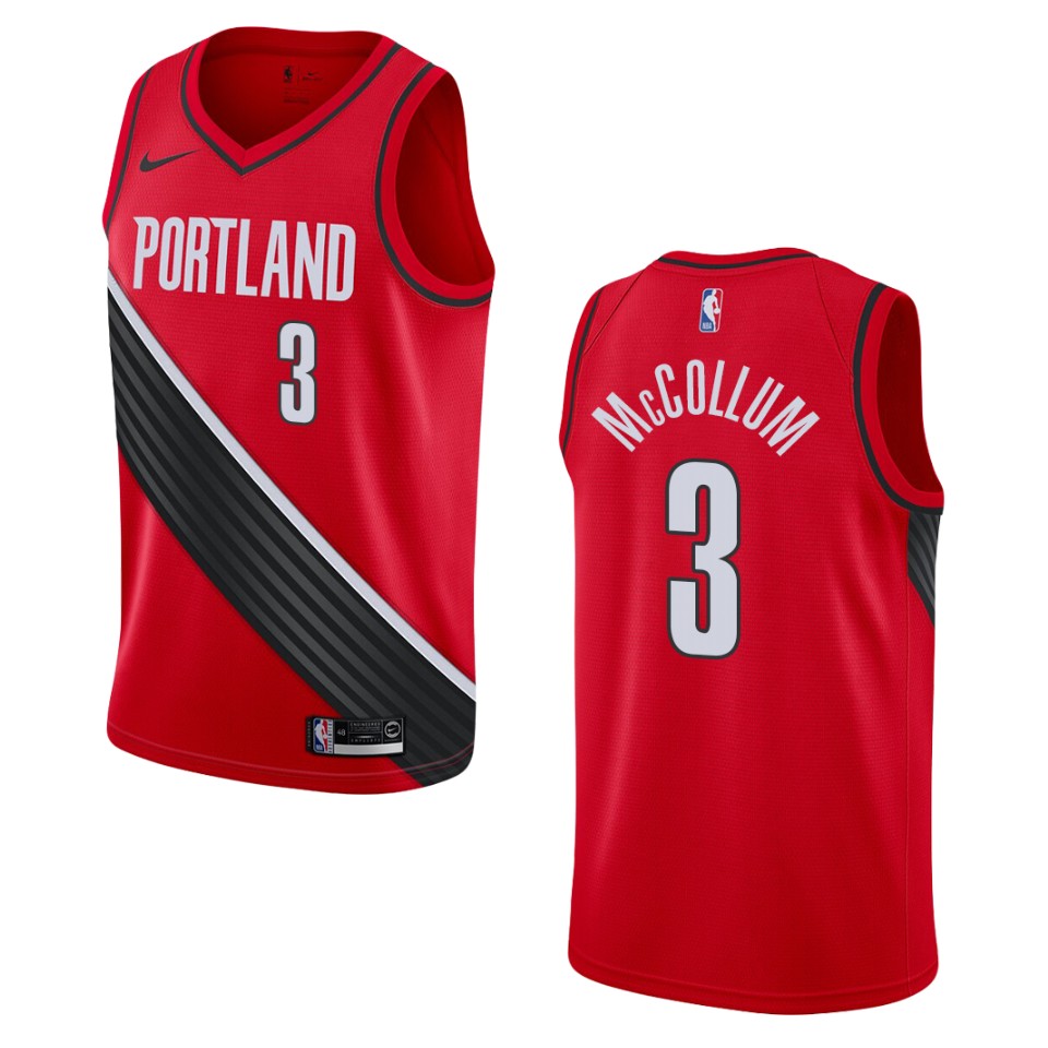 Men's 2019-20 Portland Trail Blazers #3 C.j. Mccollum Statement Swingman Basketball Jersey - Black