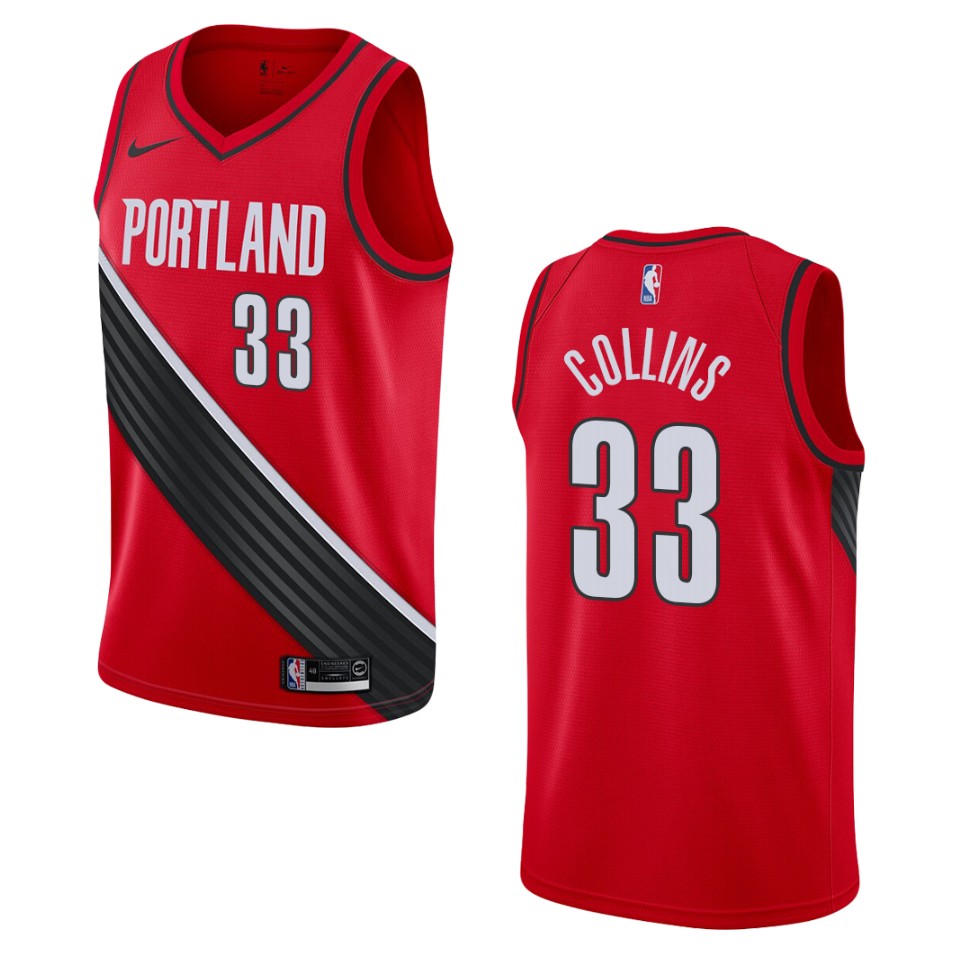 Men's 2019-20 Portland Trail Blazers #33 Zach Collins Statement Swingman Basketball Jersey - Black