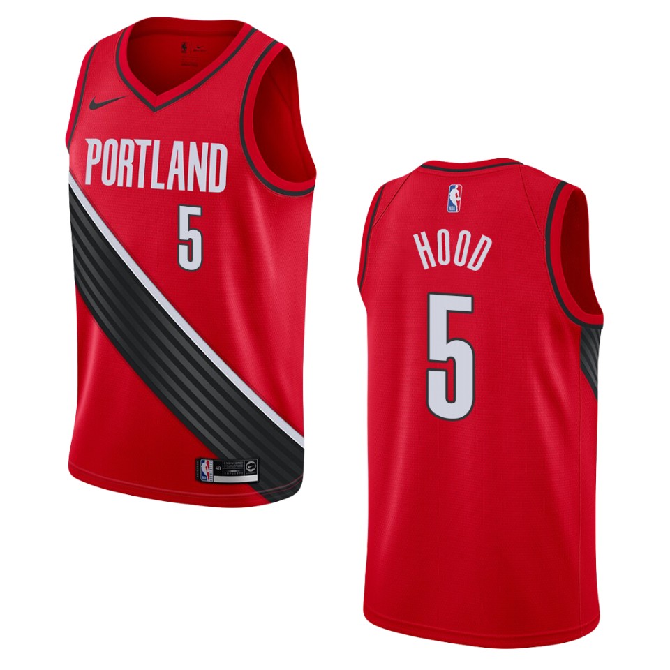 Men's 2019-20 Portland Trail Blazers #5 Rodney Hood Statement Swingman Basketball Jersey - Black