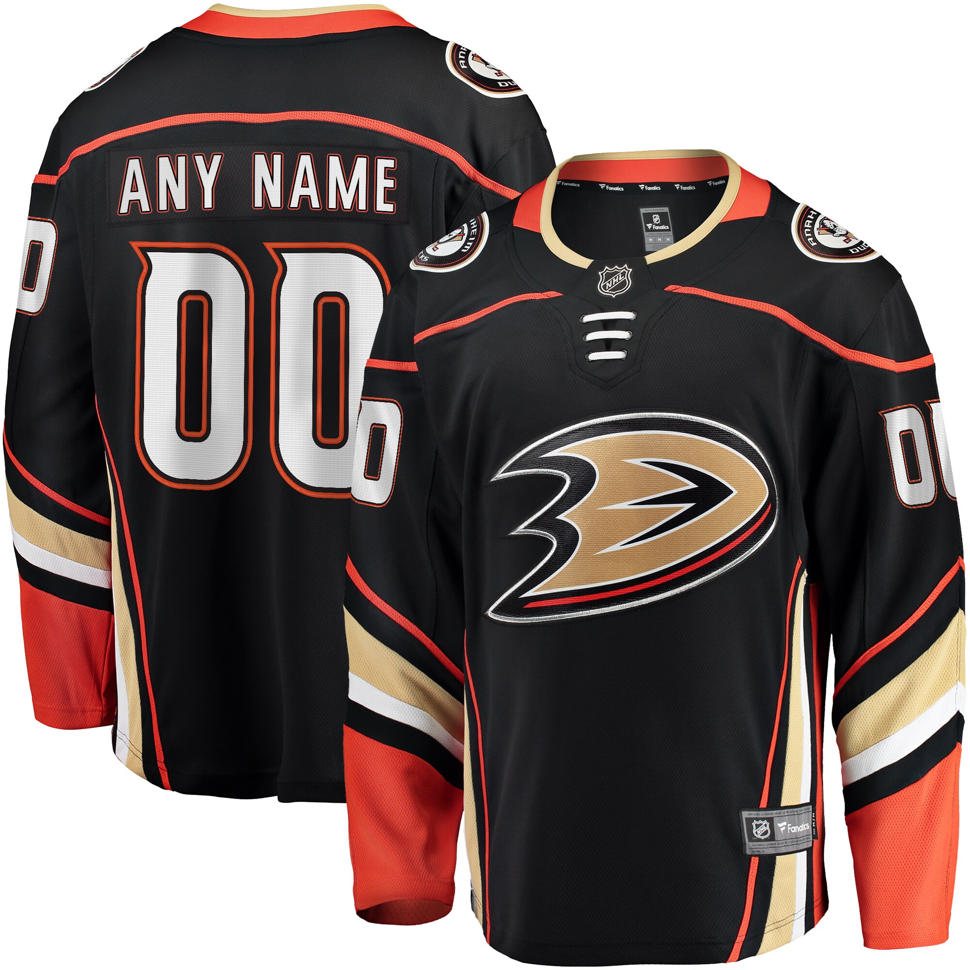Men's Anaheim Ducks Black Home Breakaway Custom Jersey - JS497 