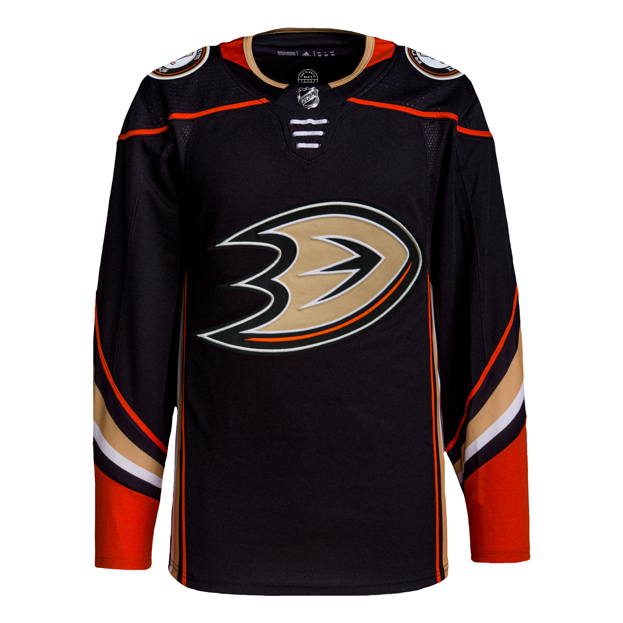 Alternative view of Men's Anaheim Ducks Black Home Hockey Jersey - JS176 