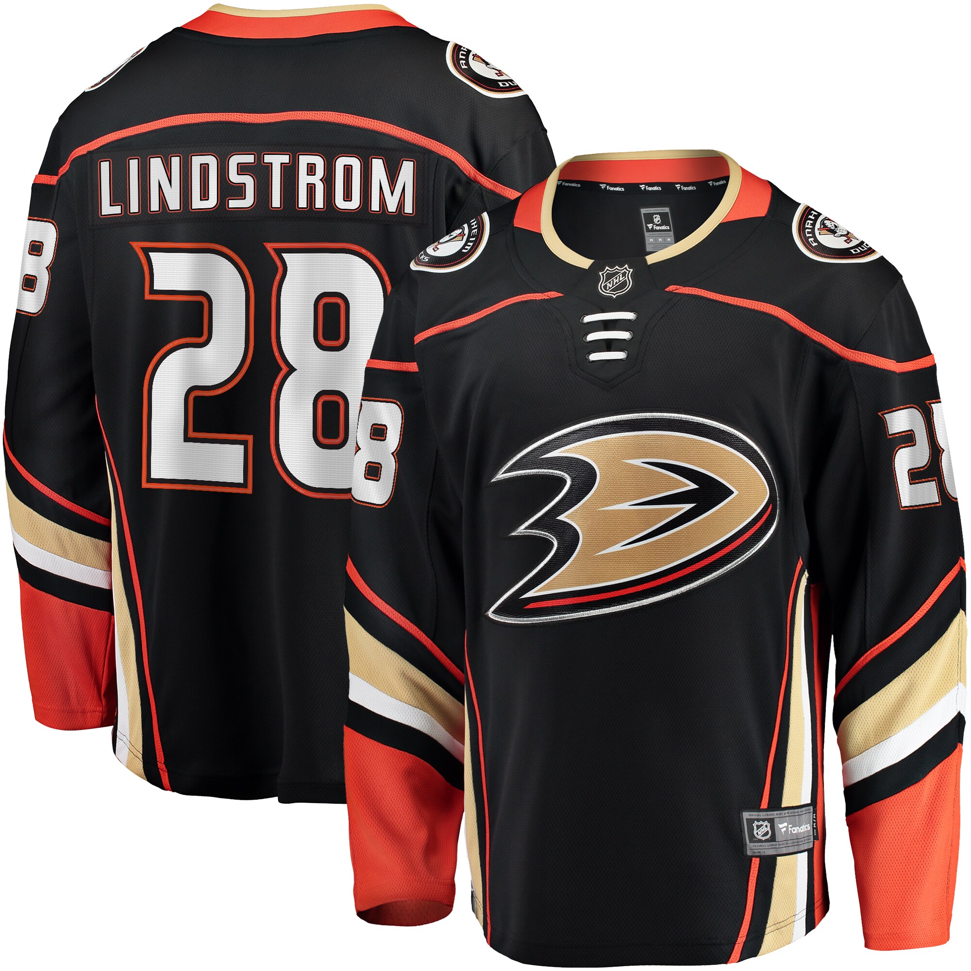 Men's Anaheim Ducks Gustav Lindstrom Black Home Premier Breakaway Player Hockey Jersey - JS254 