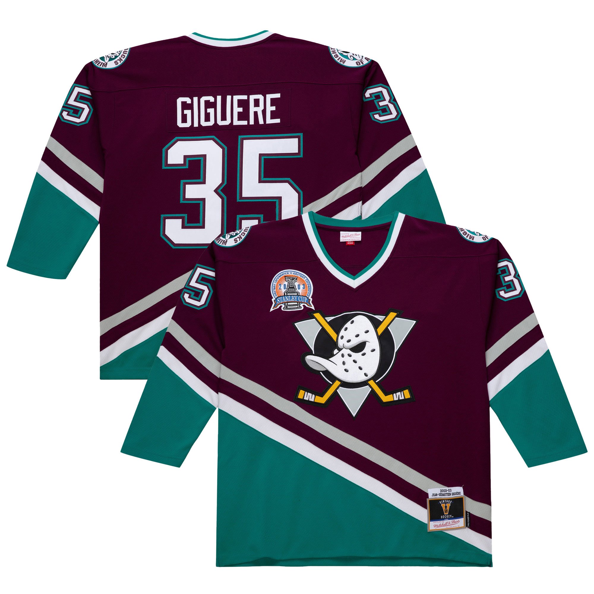 Men's Anaheim Ducks Jean-Sebastien Giguere Purple 2002-03 Power Play Jersey - JS461 