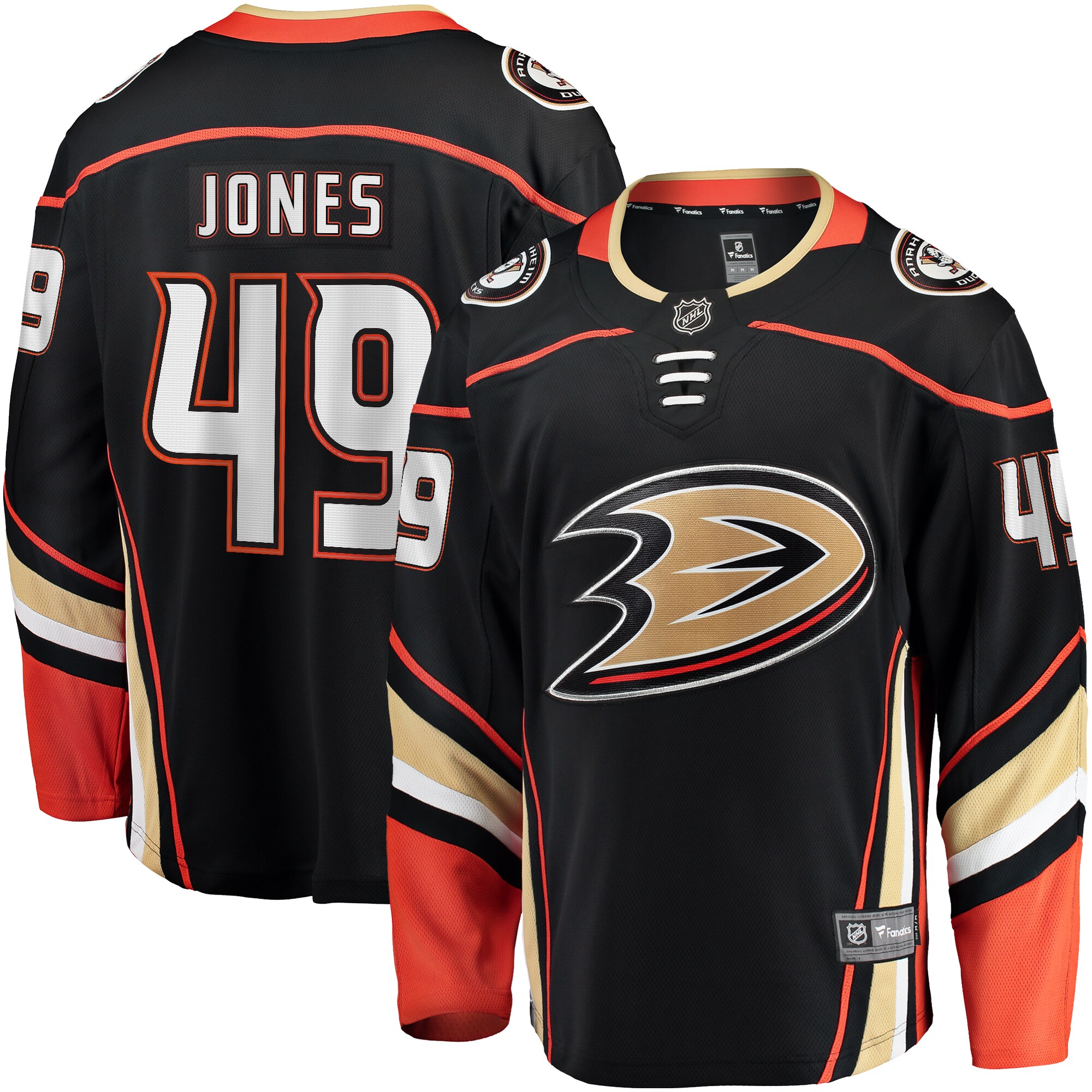 Men's Anaheim Ducks Max Jones Black Home Breakaway Hockey Jersey - JS430 