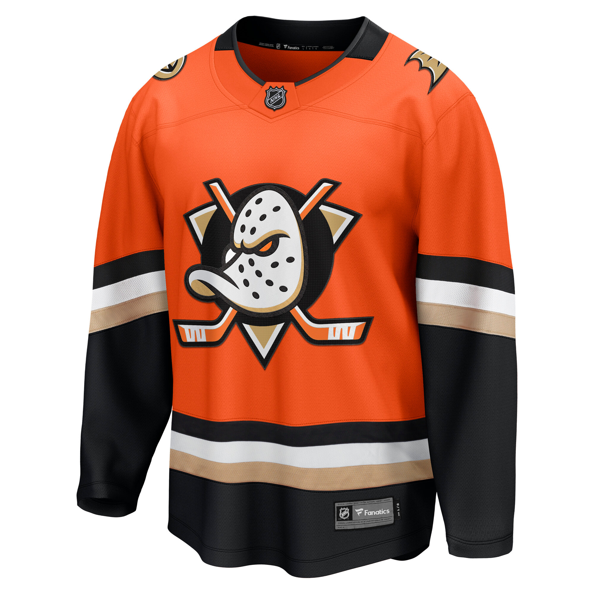 Alternative view of Men's Anaheim Ducks Orange Home Breakaway Hockey Jersey - JS387 