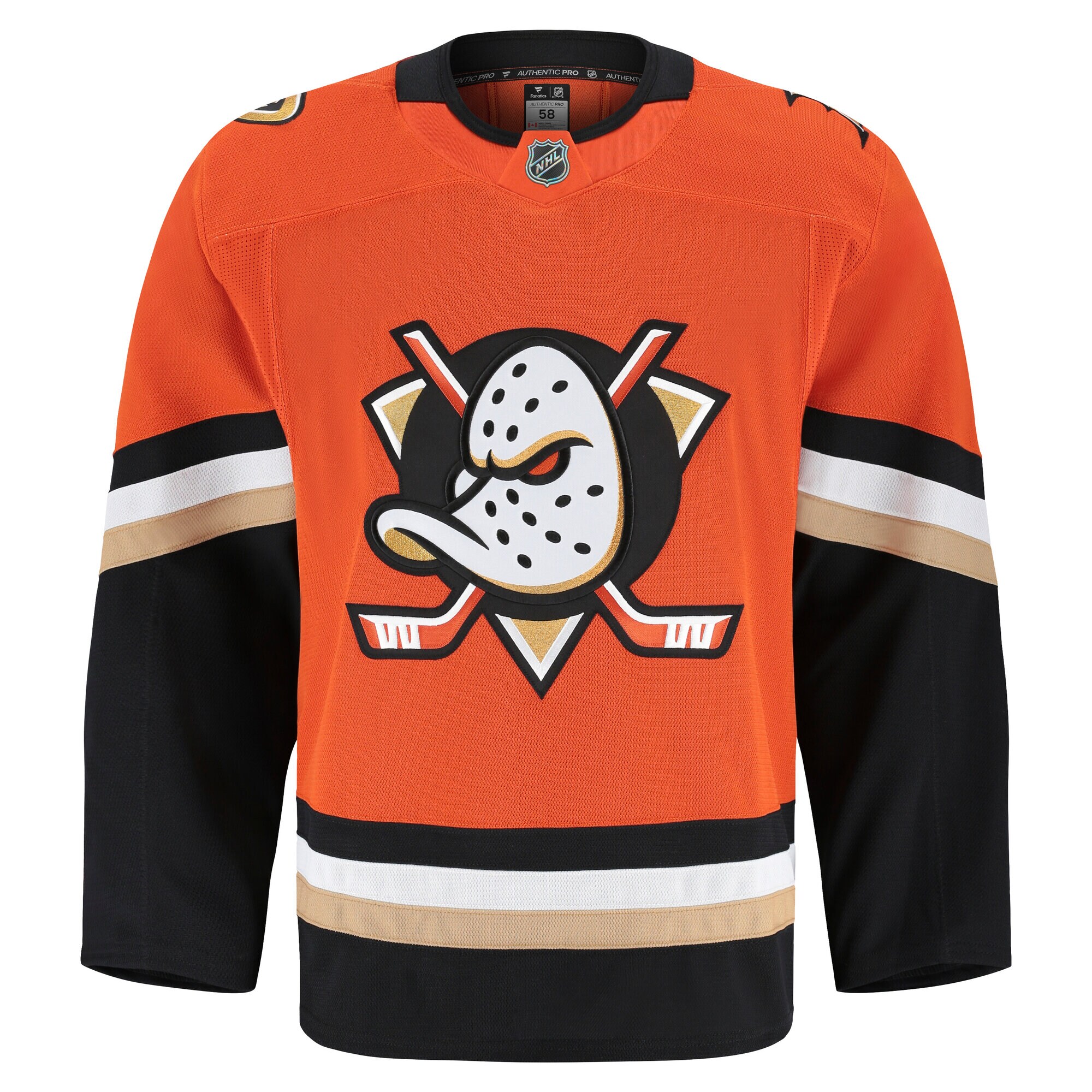 Alternative view of Men's Anaheim Ducks Orange Home Pro Jersey - JS164 