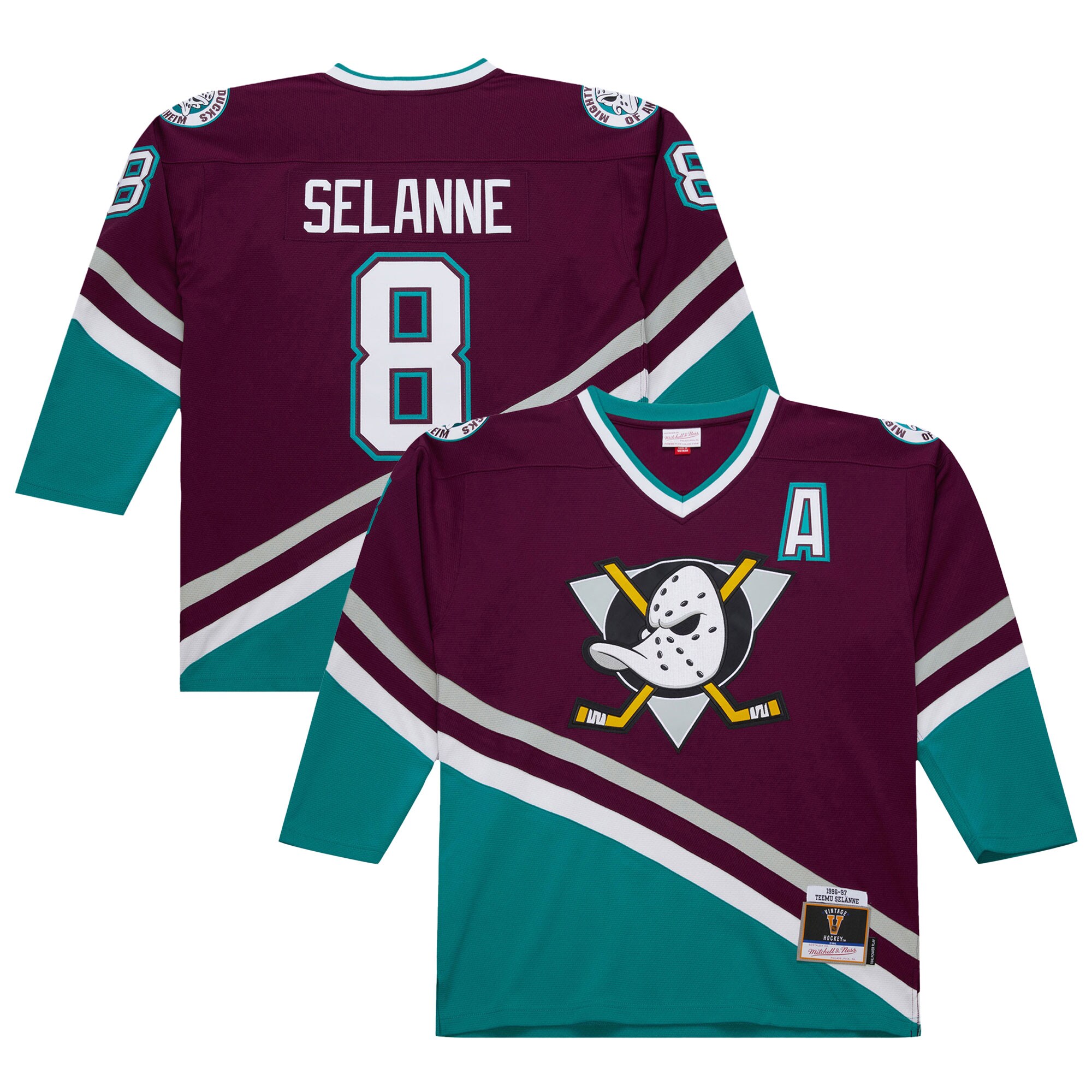 Men's Anaheim Ducks Teemu Selanne Purple 1996-97 Power Play Hockey Jersey - JS544 