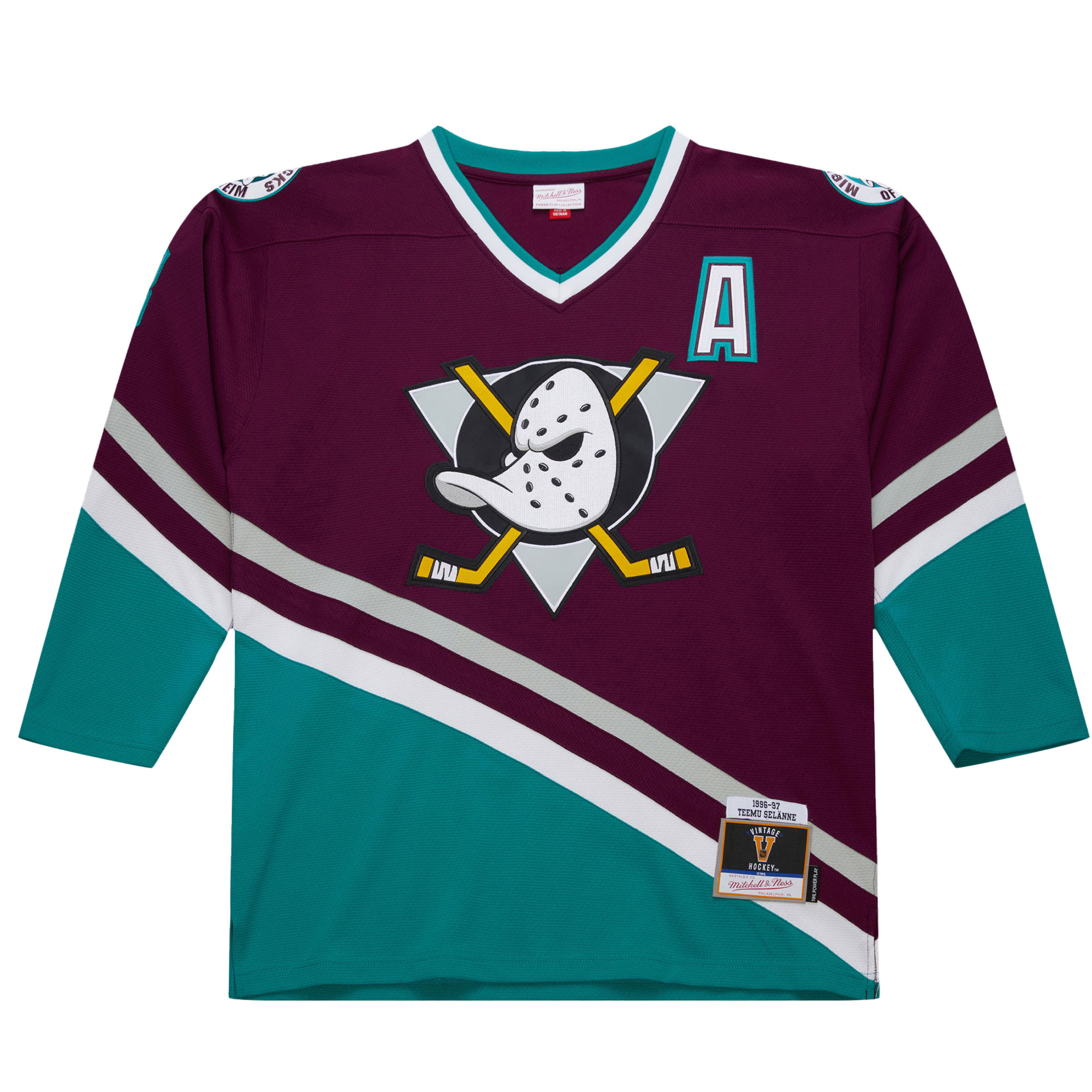 Alternative view of Men's Anaheim Ducks Teemu Selanne Purple 1996-97 Power Play Jersey - JS800 