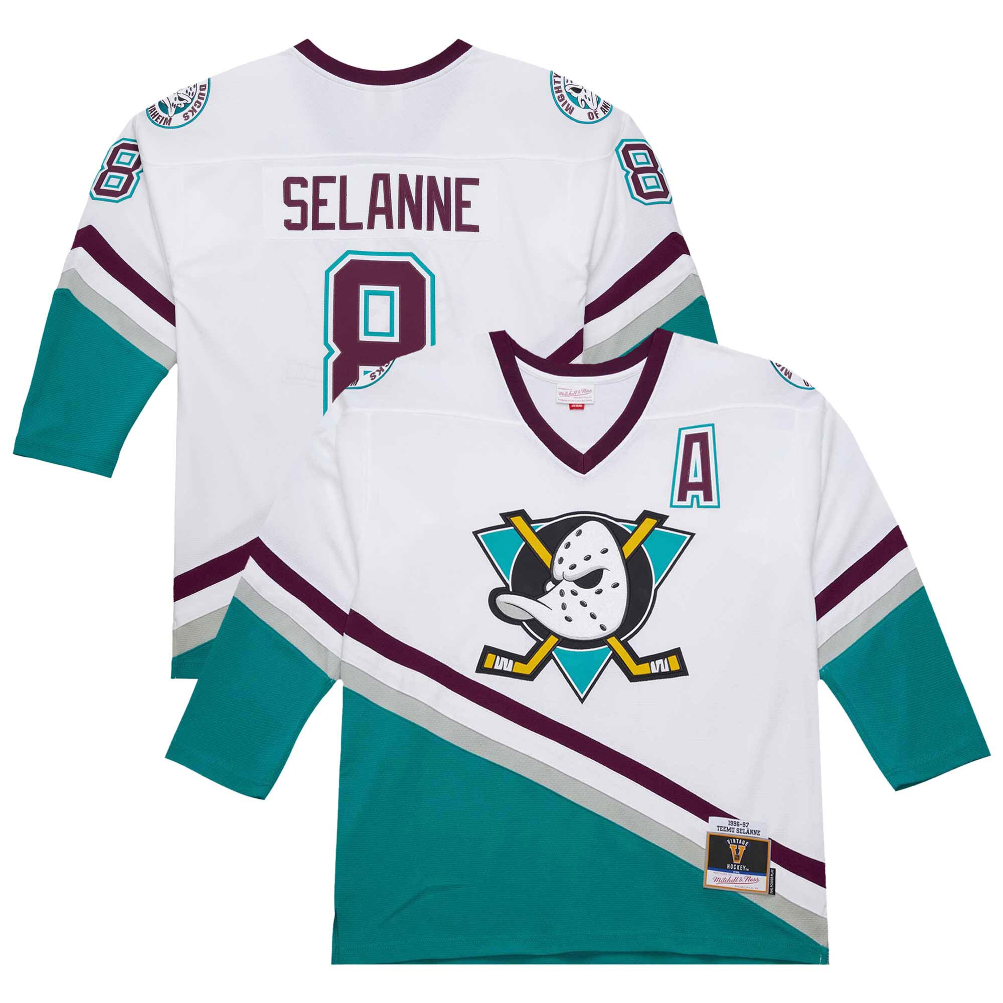 Men's Anaheim Ducks Teemu Selanne White 1996-97 Power Play Hockey Jersey - JS886 