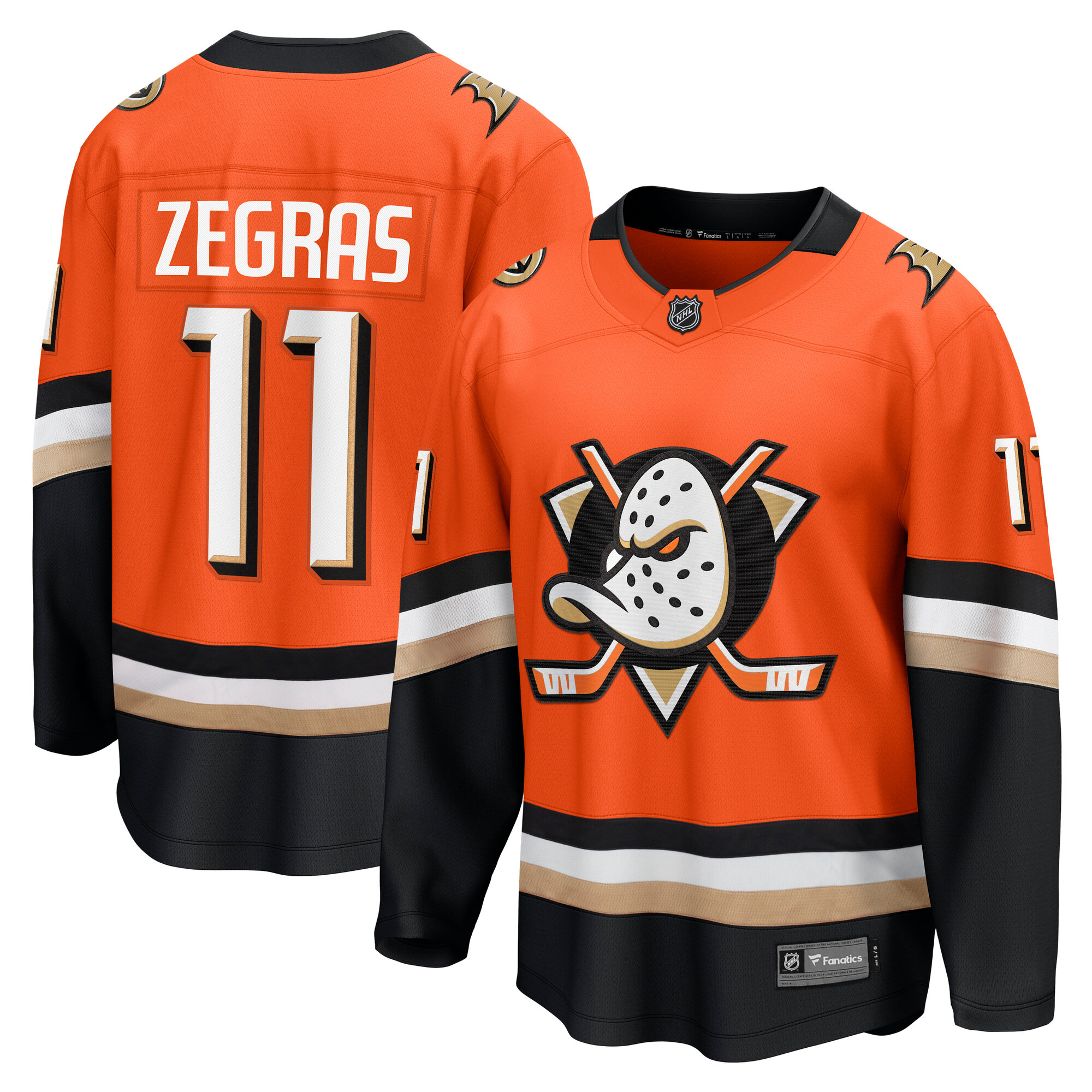 Men's Anaheim Ducks Trevor Zegras Orange Home Premier Breakaway Player Hockey Jersey - JS394 